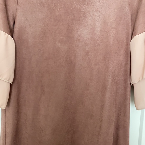 Luisa Perla Rose Ruffle Sleeve Suede Dress - Picture 9 of 14